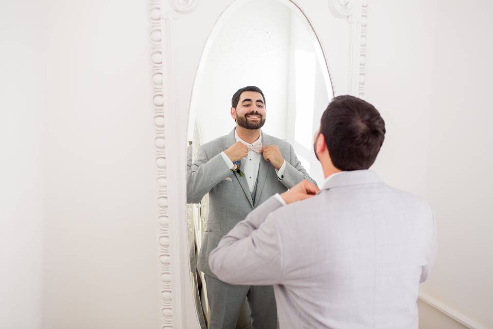 Groom getting ready