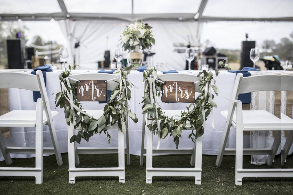 White garden chairs