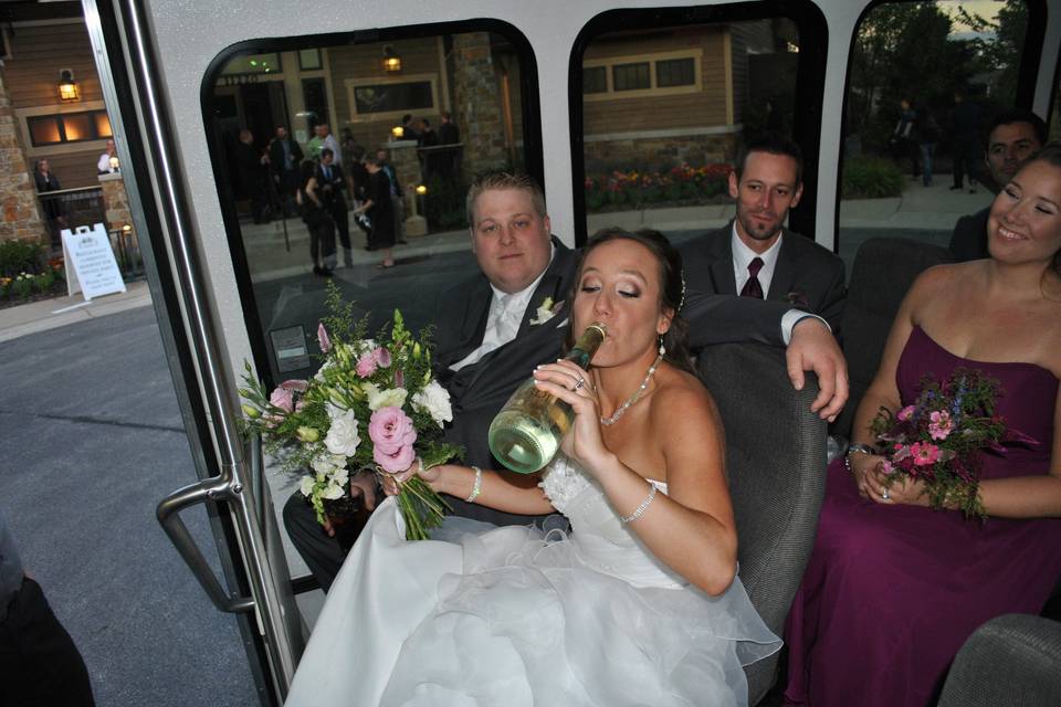 Bride having fun