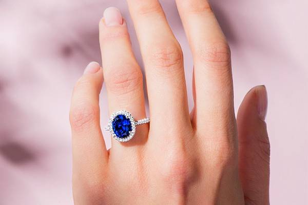 Sapphire Halo Ring (17307)