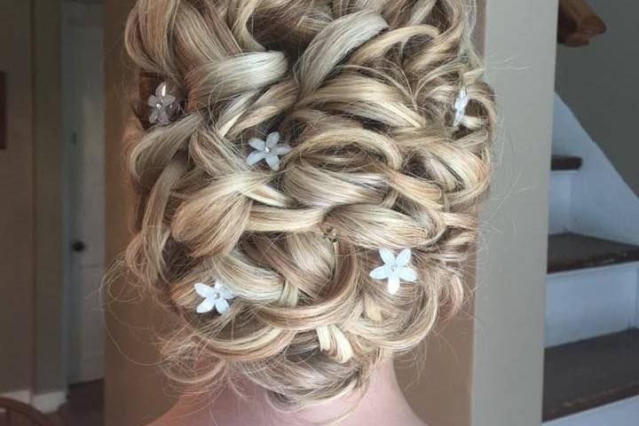 Wedding updo with silver accessories