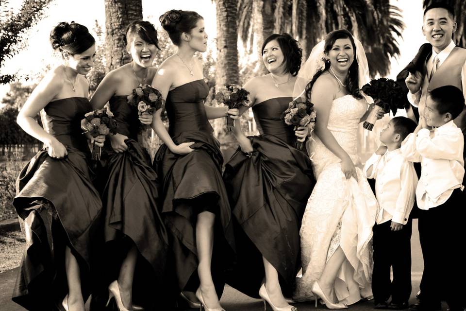 Bridesmaids having fun