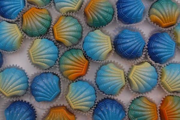 Air brushed truffles filled with a chocolate ganache'