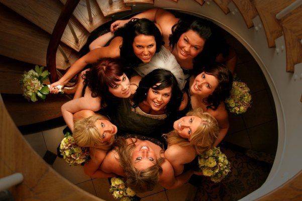 Bride and her bridesmaids
