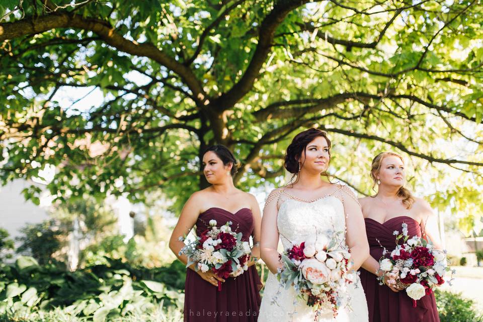 Bride and bridesmaids