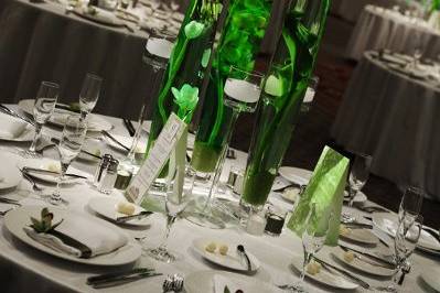 Table set-up with floral centerpiece