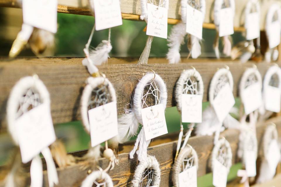 Dream catcher escort cards