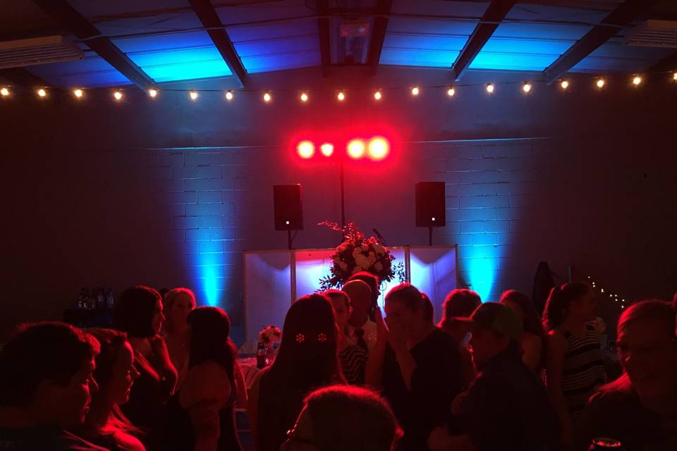 Dance floor lighting from the DJ booth