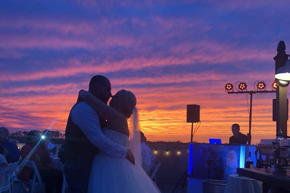 Newlyweds and the sunset