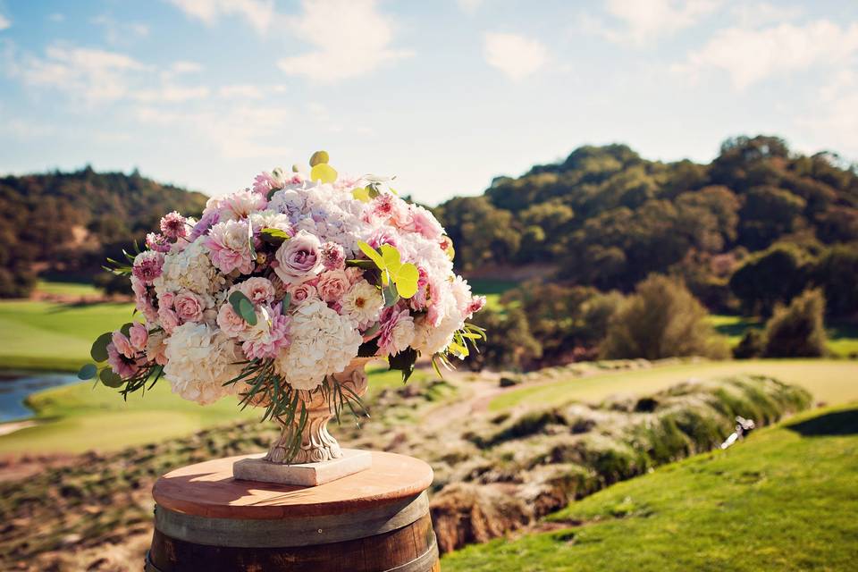 Outdoor wedding floral table decor