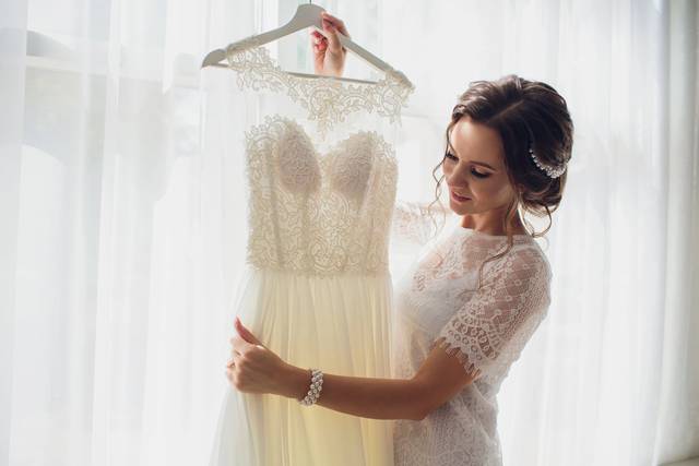 Wedding dress hanging