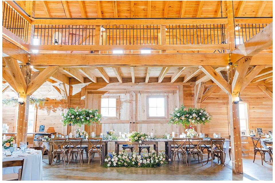 Reception inside the barn