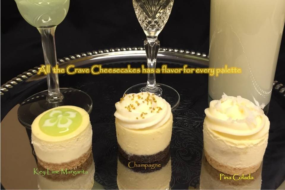 Our Celebration Trio - Key Lime Margarita, Champagne and Pina Colada Cheesecakes