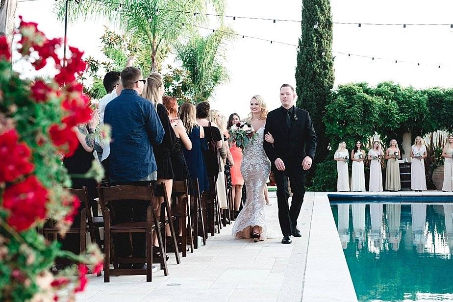 Couple walking down the aisle