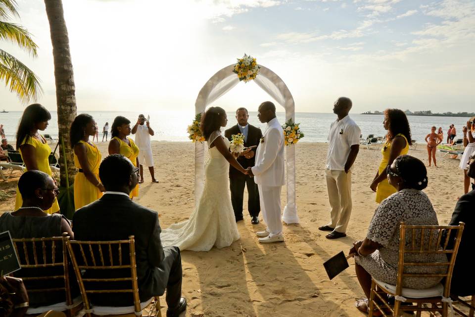 Beach wedding in Negril, Jamaica.