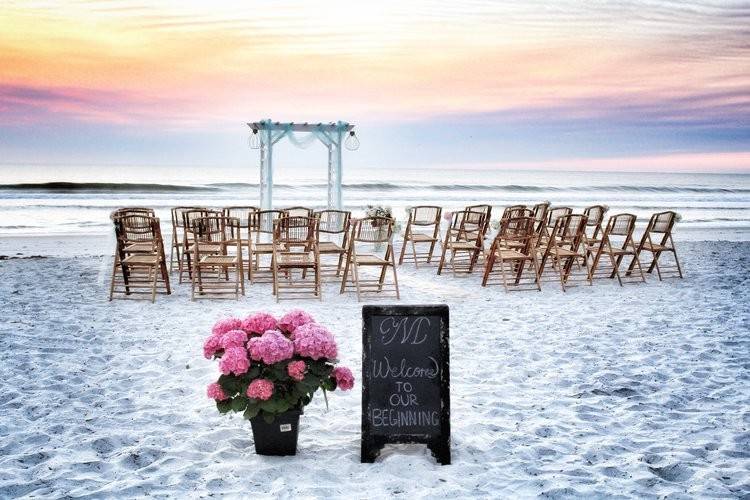 Beach wedding sign