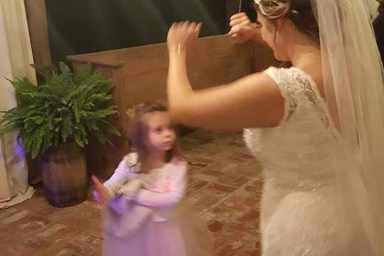 Bride with little girl