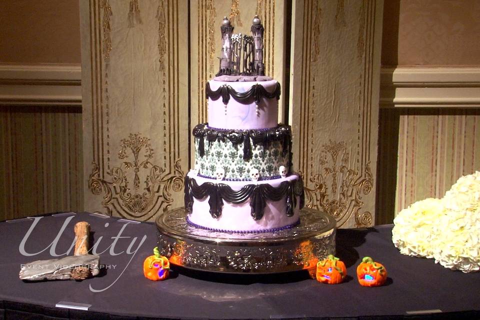 Halloween inspired wedding cake.