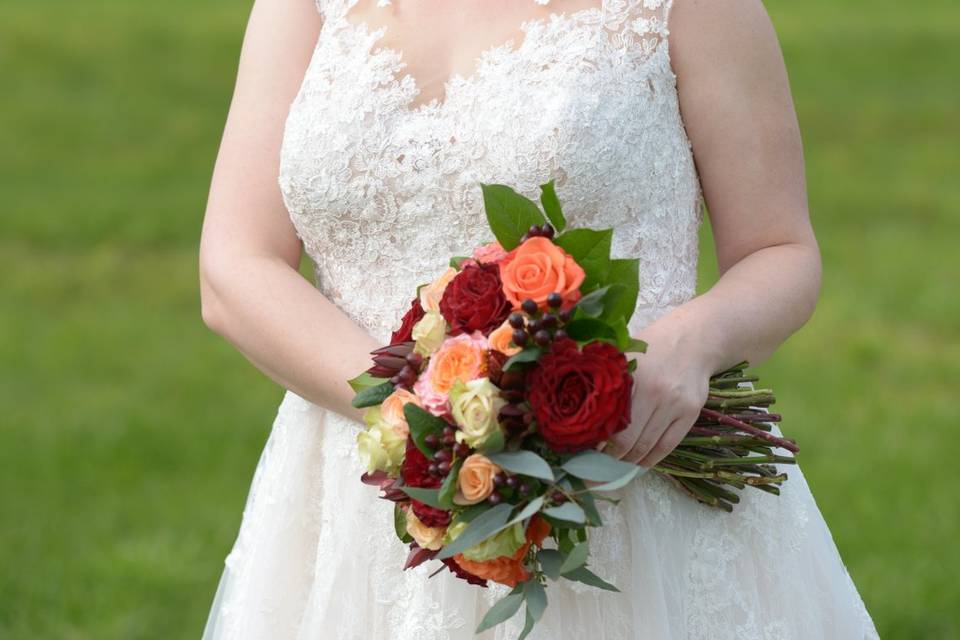 Bride with bouquet in hand