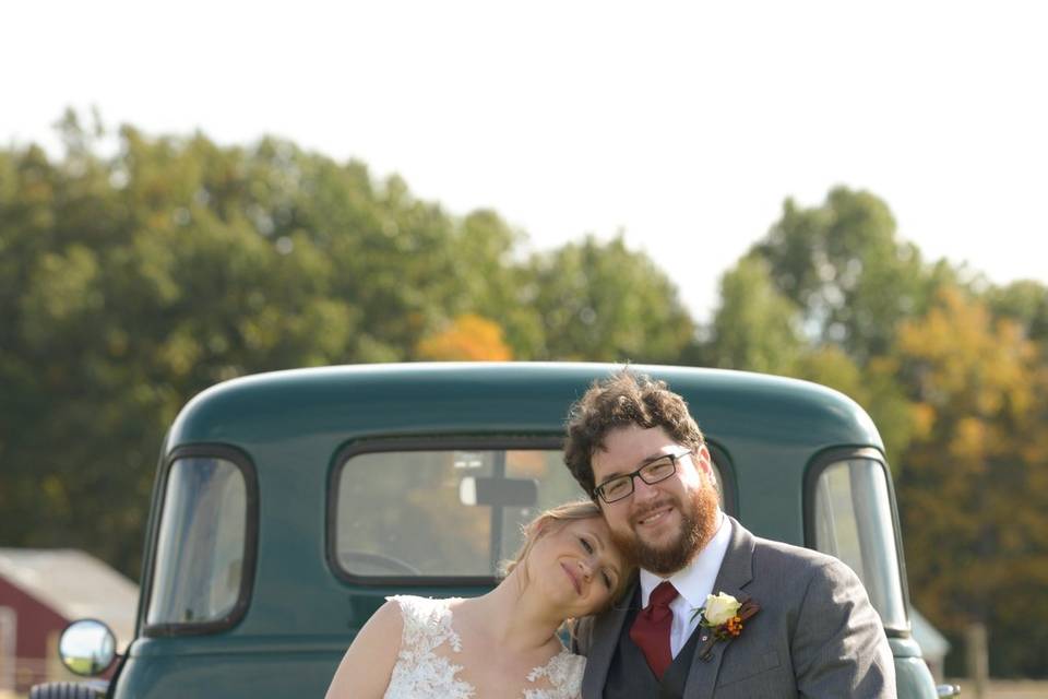 Newlyweds on the truck