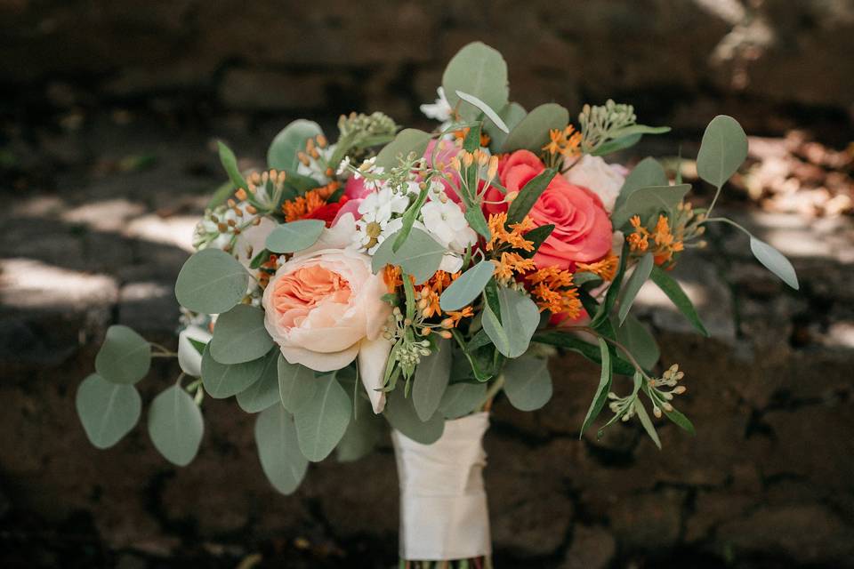 Bouquet on the steps