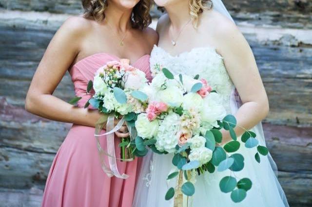 Bride and bridesmaid