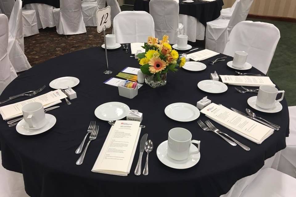 Table setup with centerpiece