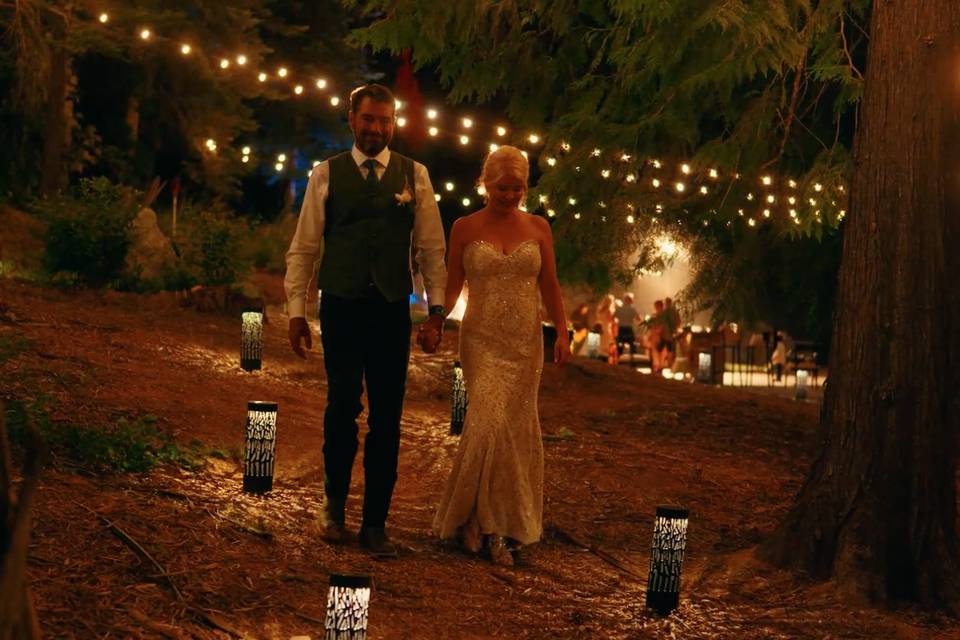 Bride/Groom Walk In the Woods
