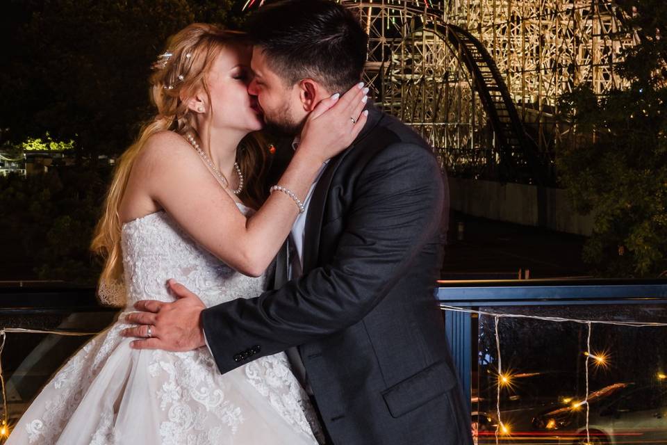 Kissing under fireworks