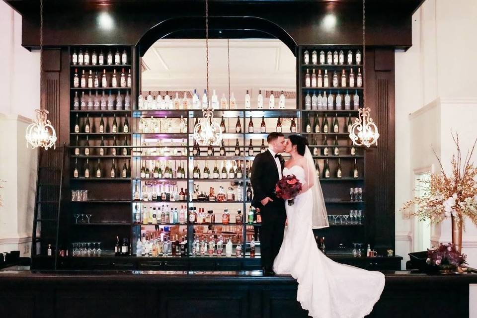 Kissing on top of the bar