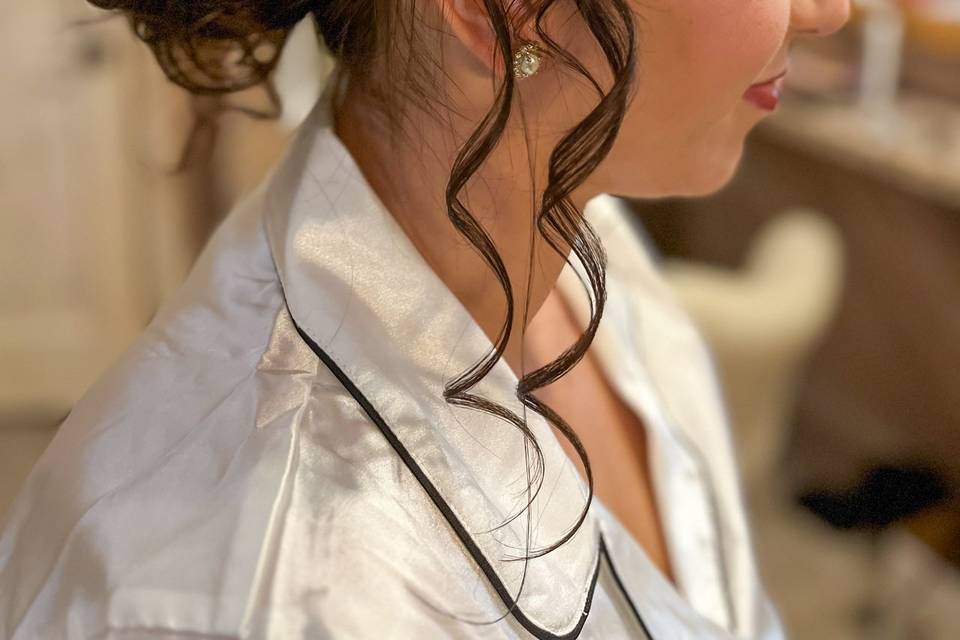 Profile view of bridal updo