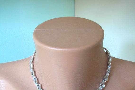 Sparkly vintage single strand baguette rhinestone bridal choker by Crystalpearl on Etsy.