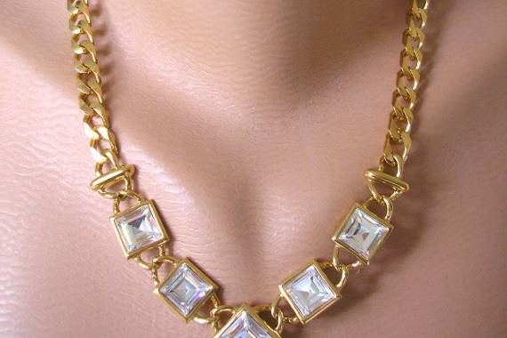 Fabulous vintage signed Napier rhinestone and gold tone bridal necklace by Crystalpearl on Etsy.