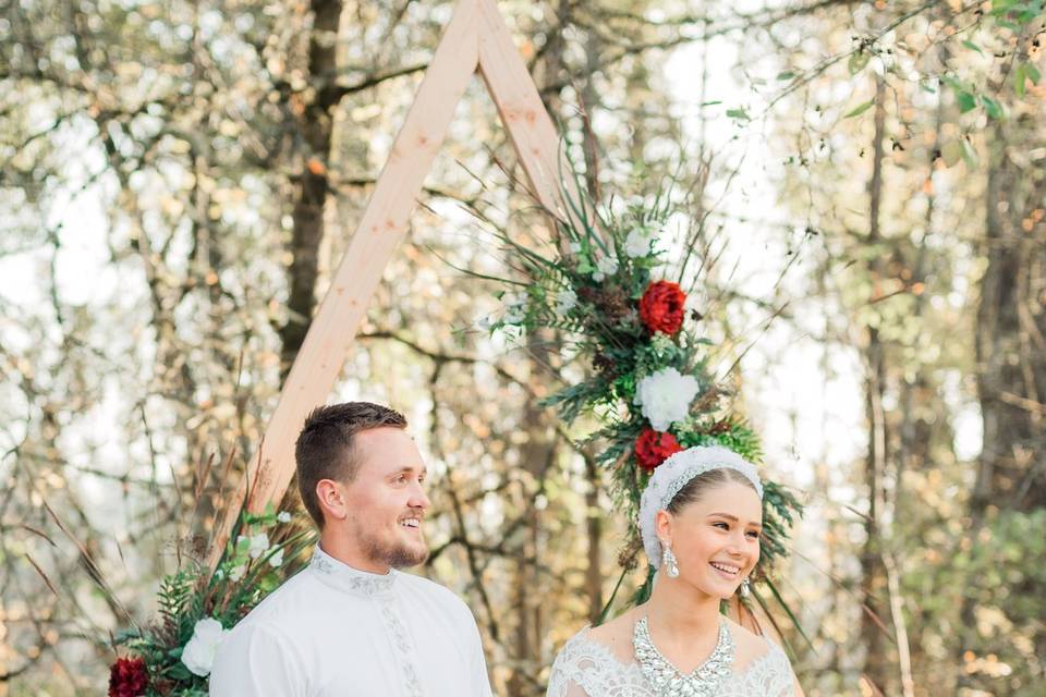 Wedding arch with B ang G