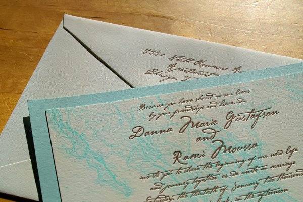 Letterpress Destination Wedding Invitation