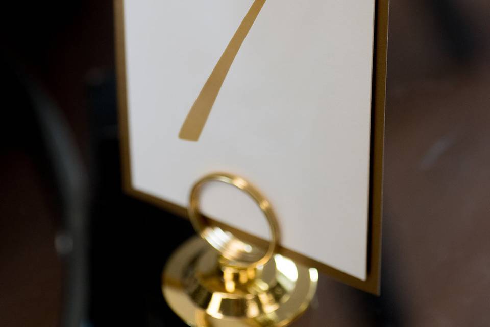 Gold engraved table numbers