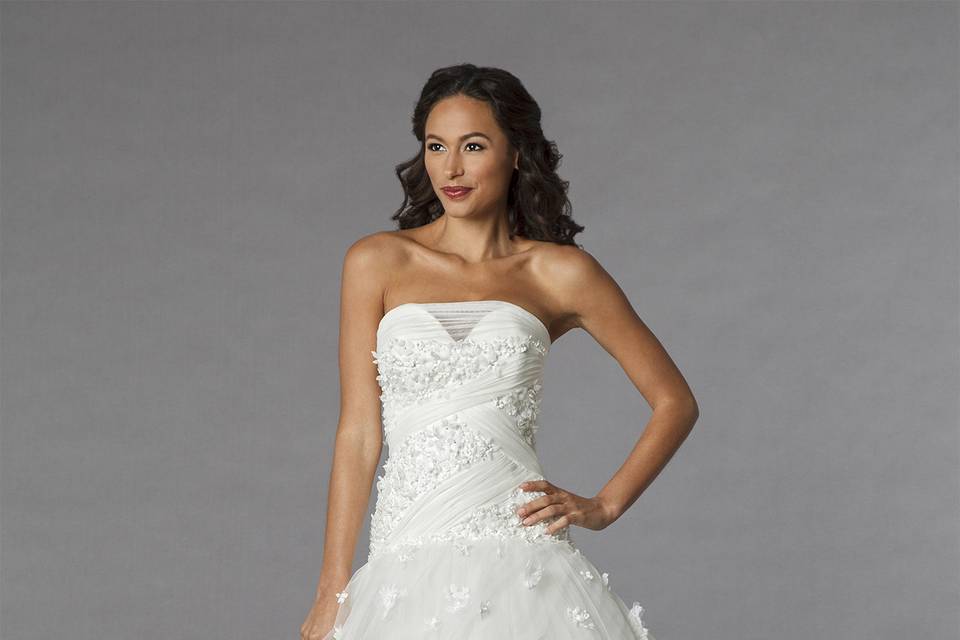 Mark Zunino	Style	74533	<br>	Off White, tulle beaded embroidered ball gown