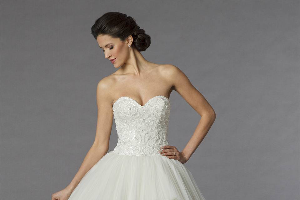 Mark Zunino	Style	74534	<br>	Off White, tulle beaded embroidered ball gown
