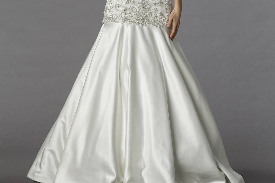 Sophia Moncelli	Style	13005	<br>	Off White, sweetheart beaded mermaid