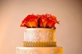 Dainty cake with gold lace