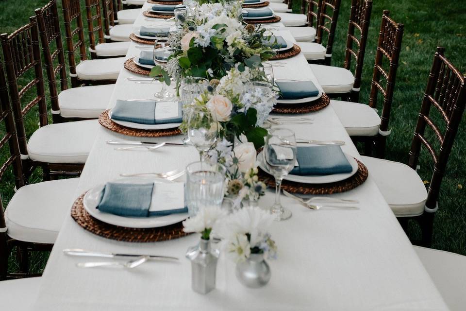 Table setup with centerpiece