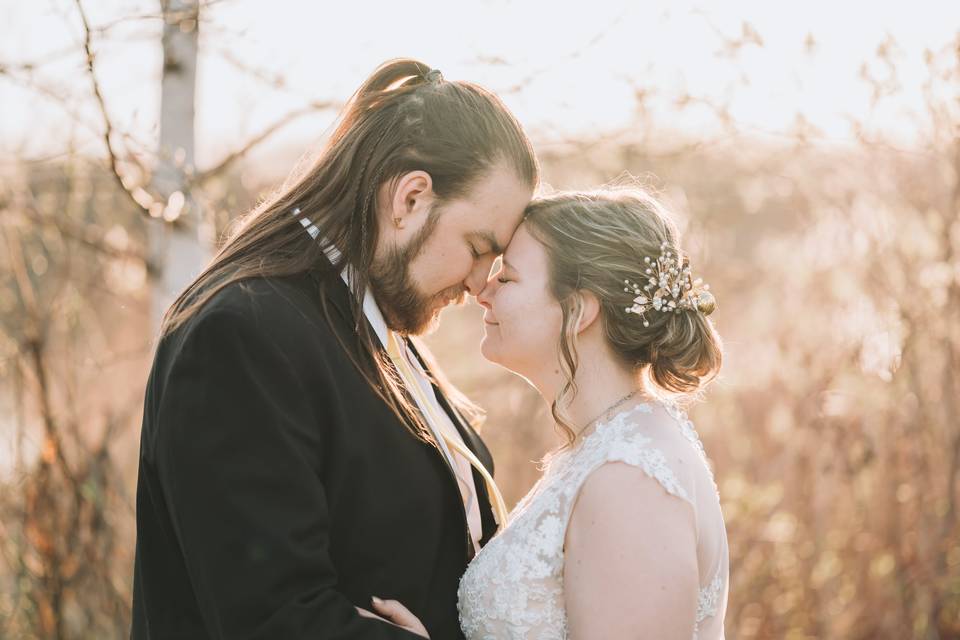 Bride and Groom at Sunset
