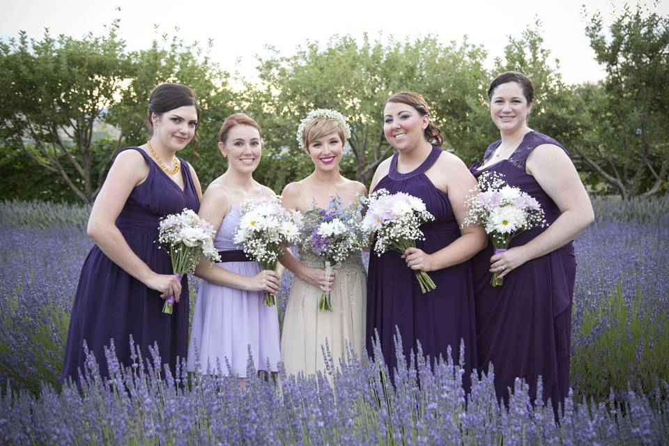 Bride and her bridesmaids