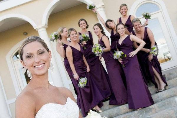 The bride with her bridesmaids