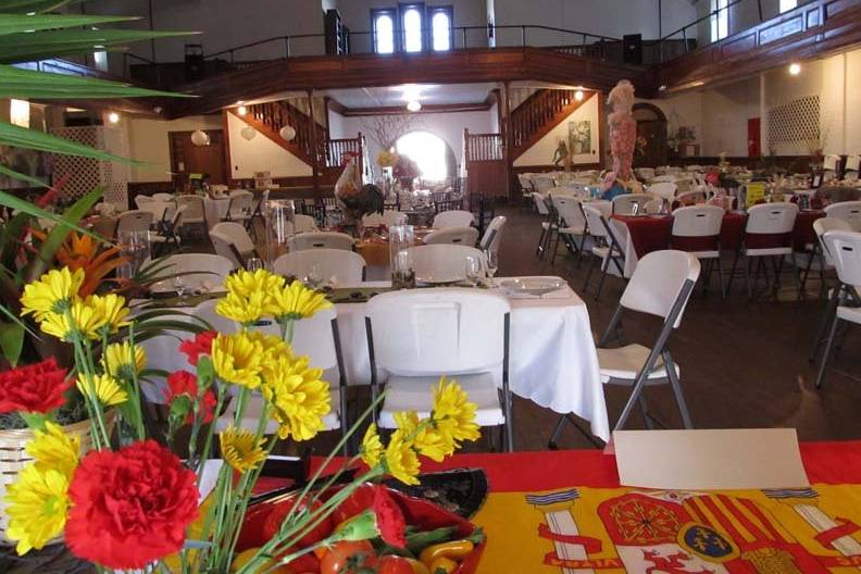 An indoor wedding reception