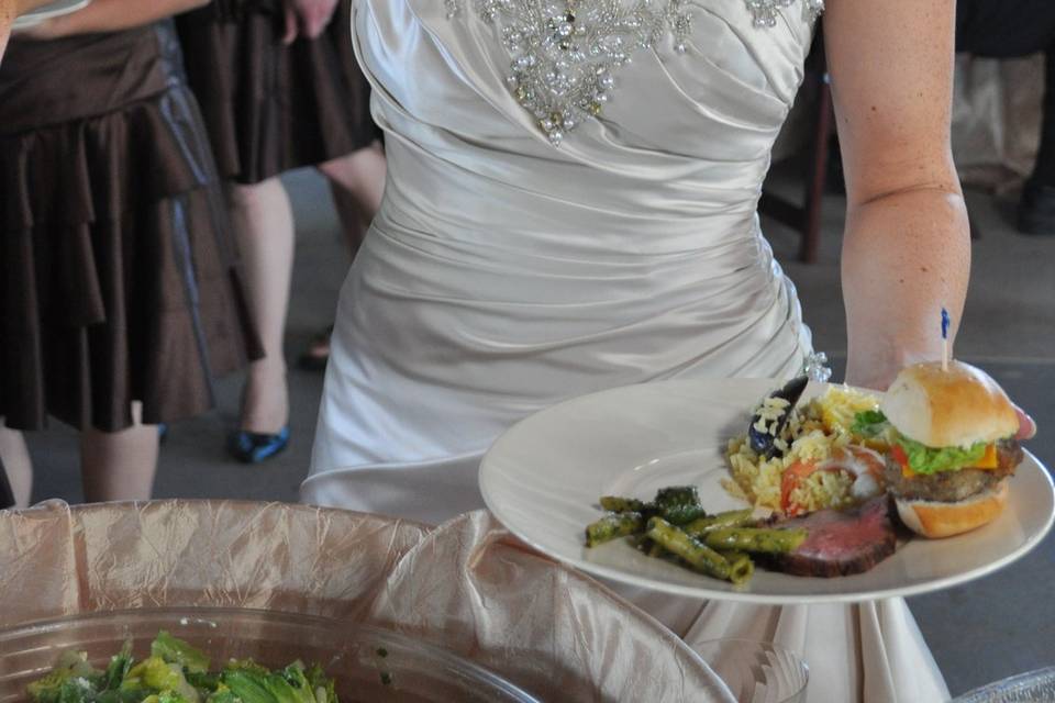 The bride at the buffet