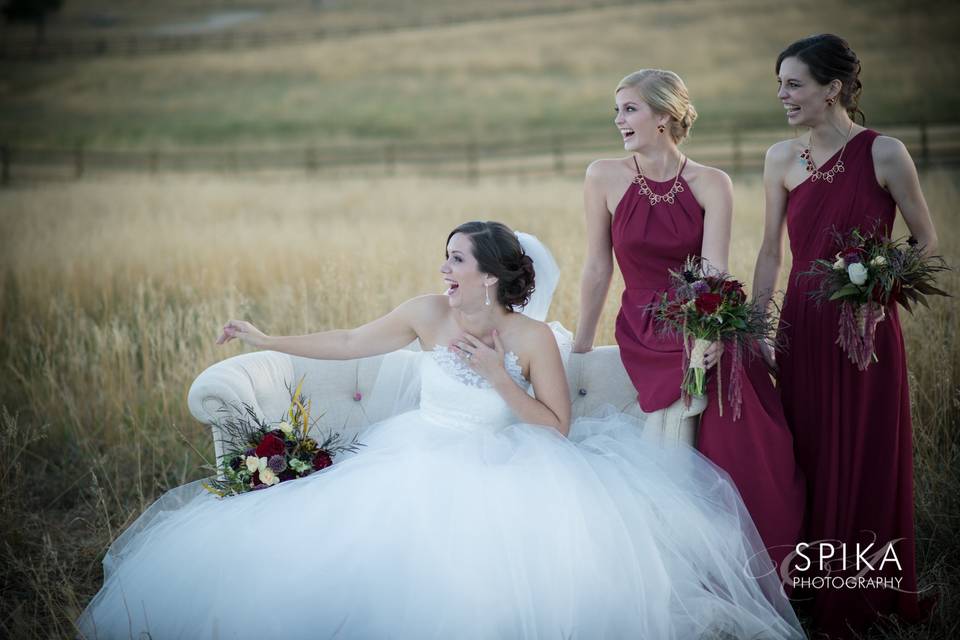 Beautiful bride and bridesmaids