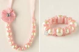 Allie Pearl & Ribbon Necklace & Bracelet