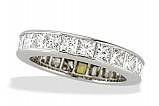 Perfectly matched square cut diamond eternity band in platinum
