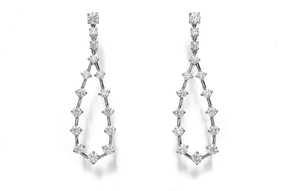 platinum “Starry Night” teardrop earrings with diamonds, 2.85cts